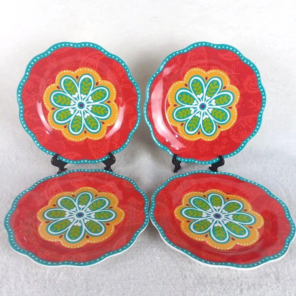 Pier 1‎ Sunny Floral Melamine Round Salad Plates 8.5